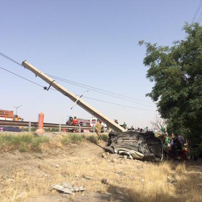 سرعت خودروی رانا حادثه آفرین شد+تصاویر