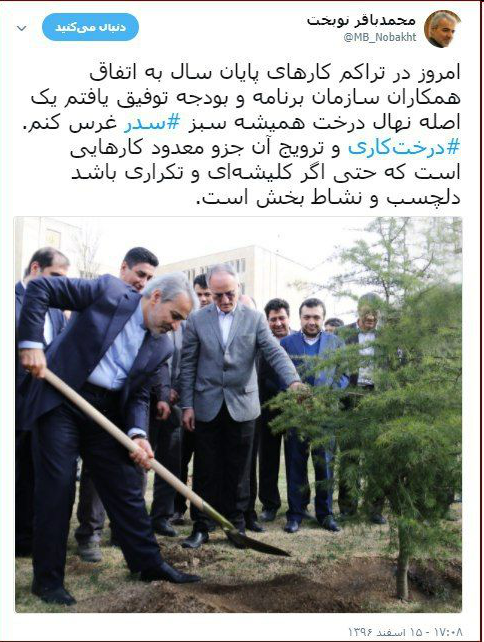 نوبخت: درخت کاری دلچسب است
