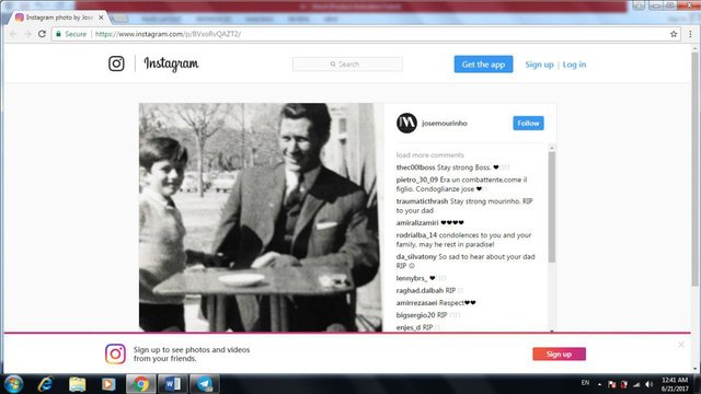 واکنش مورینیو به مرگ پدرش+ عکس