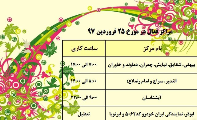 فعالیت مراکز معاینه فنی در عید مبعث