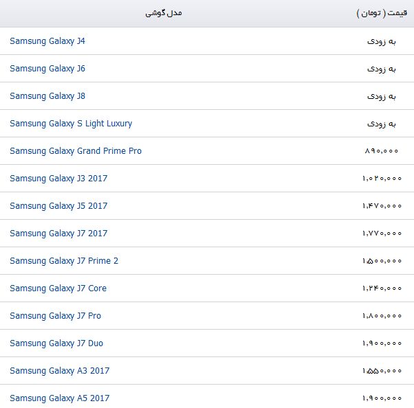 انواع گوشی موبایل در بازار + قیمت