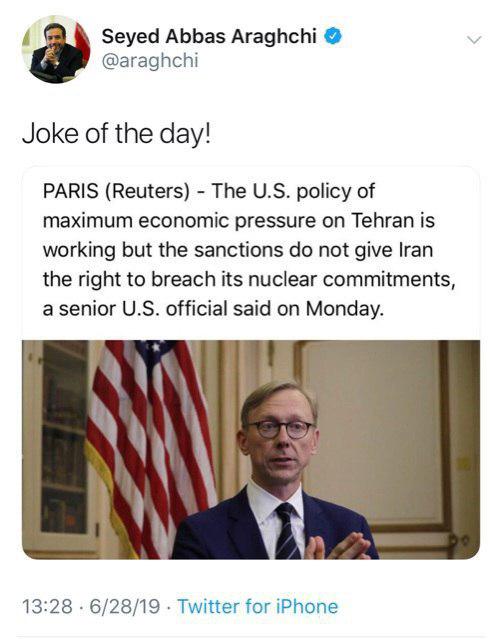 طعنه عراقچی به &laquo;برایان هوک&raquo;