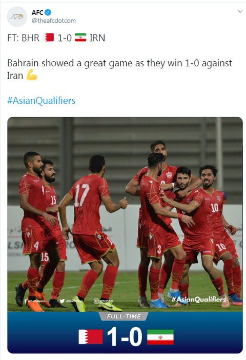 تمجید AFC از عملکرد بحرین مقابل ایران+عکس