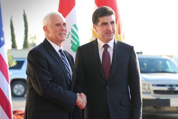 دیدار مایک پنس با بارزانی در اربیل