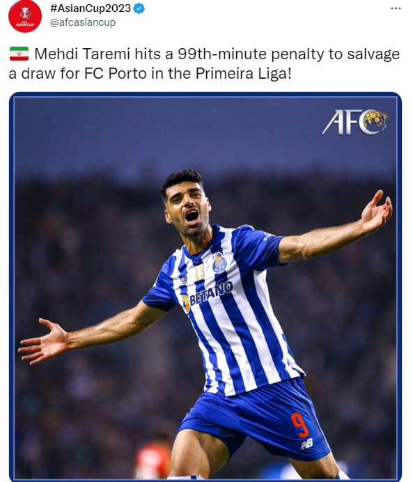 واکنش AFC به ناجی شدن طارمی برای پورتو واکنش AFC به ناجی شدن طارمی برای پورتو